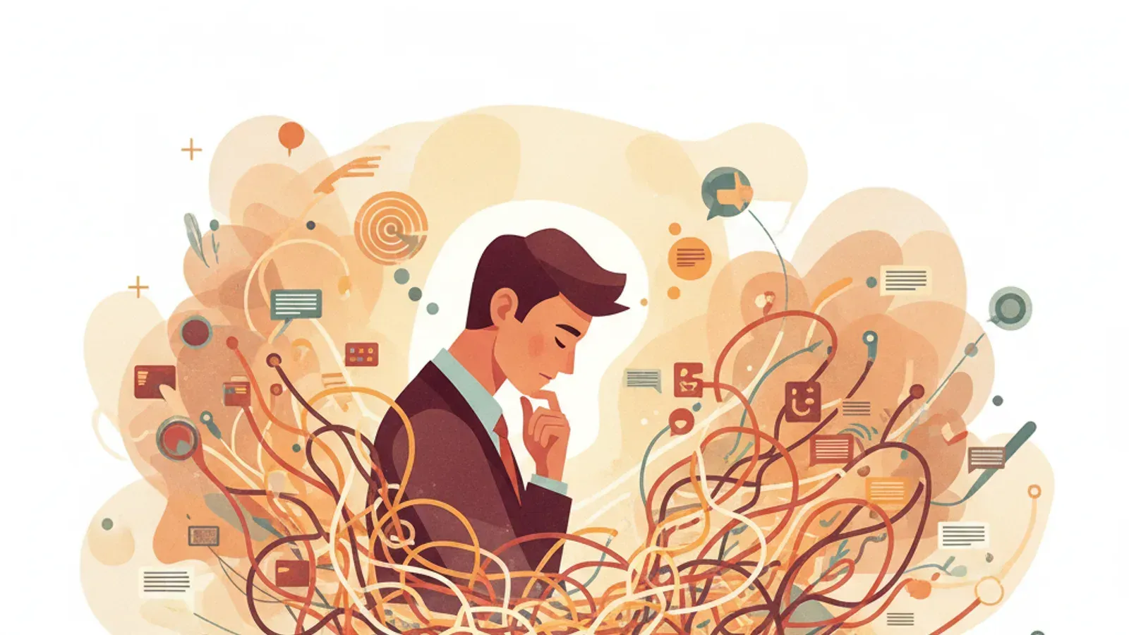Person looking at a confusing map of ideas
