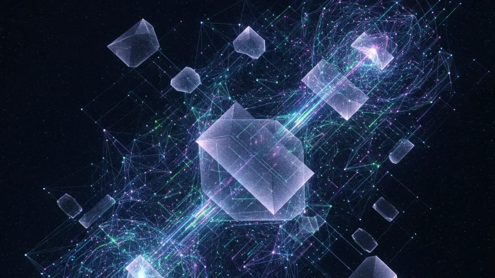 Abstract representation of advanced AI engineering and data pipelines.