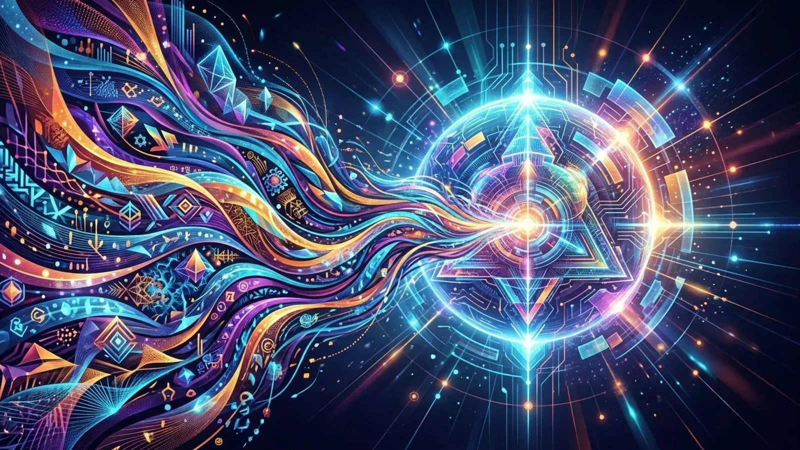 Abstract illustration of a detailed prompt entering an AI system