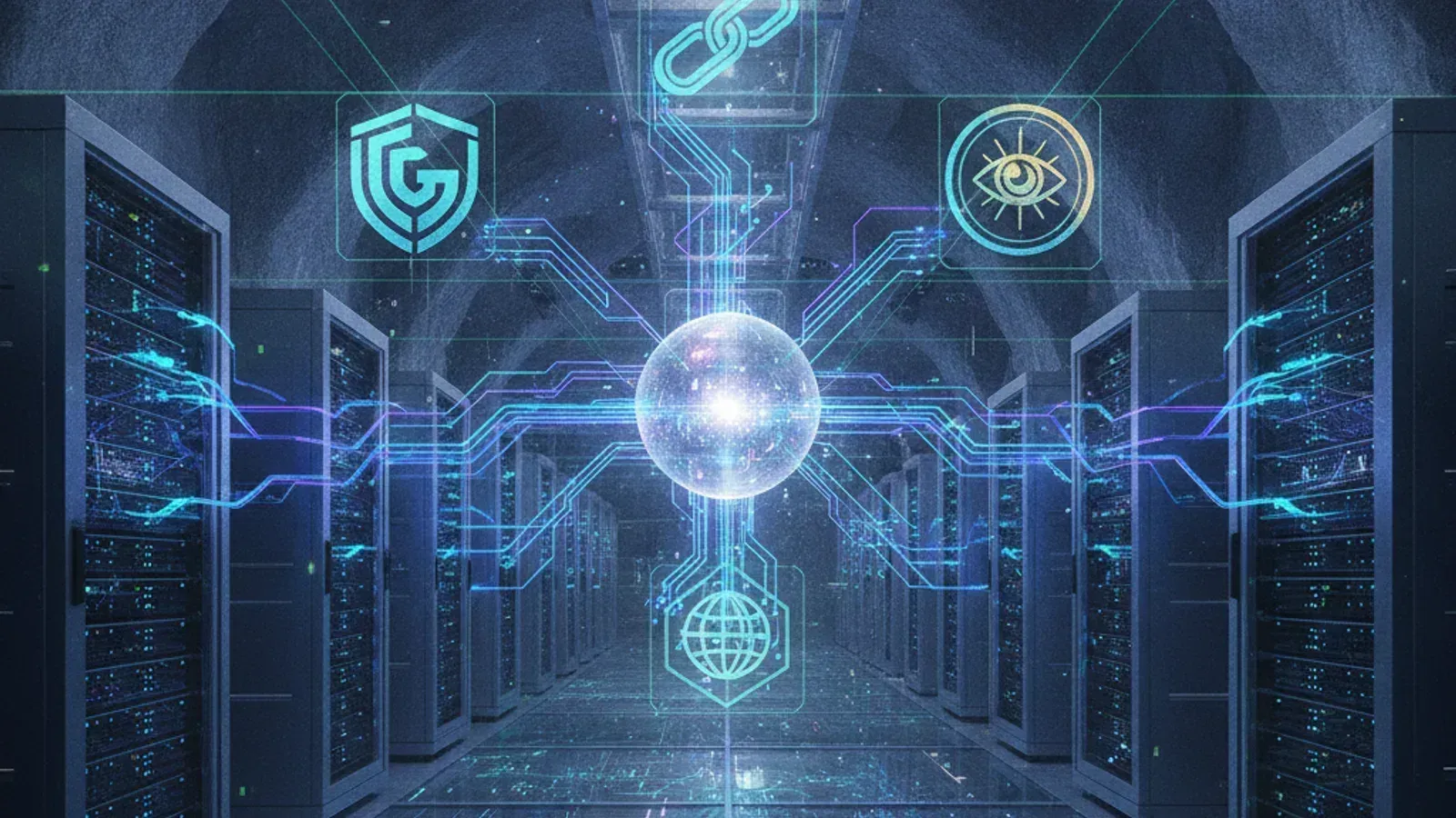 Illustration of a secure data center representing sovereign compute and data residency